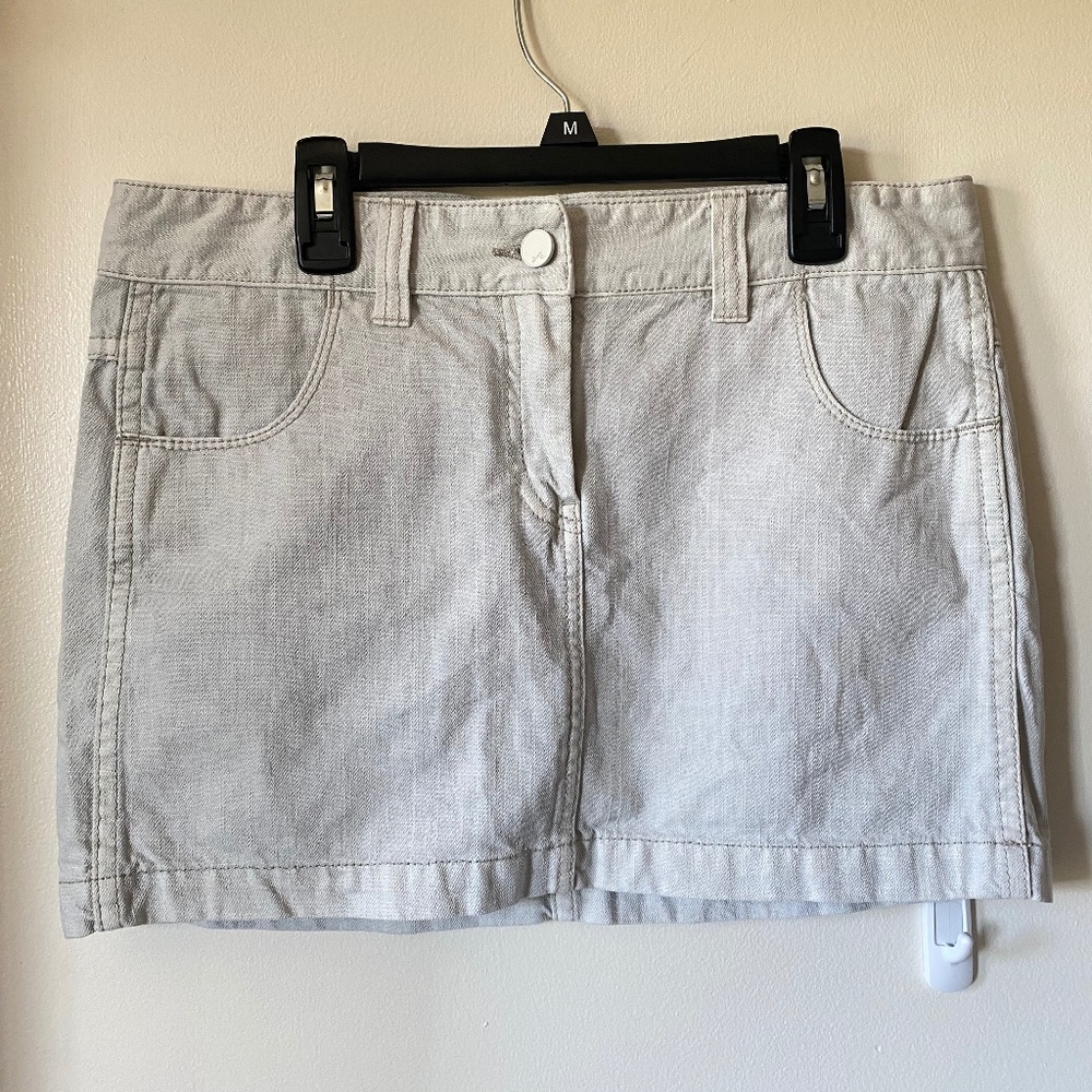 French Connection Gray Beige Mini Jean Skirt